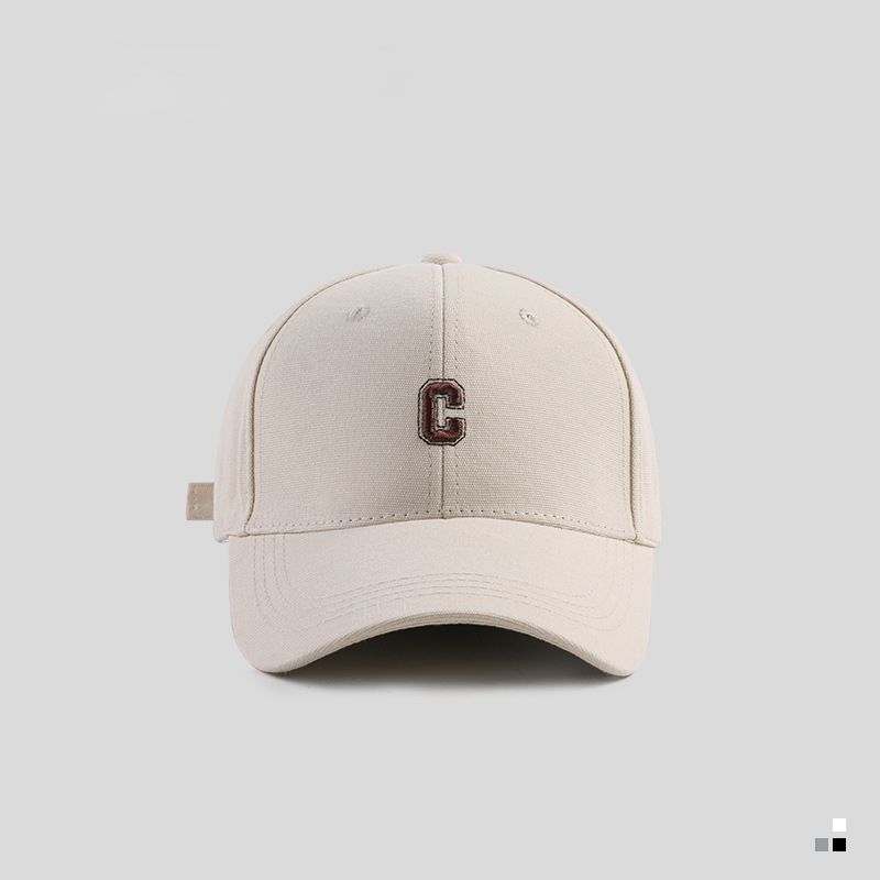 Hard-top C letter baseball men women's Korean version of tide peaked cap wide-brimmed big head the curved brimmed hat_voghion.com