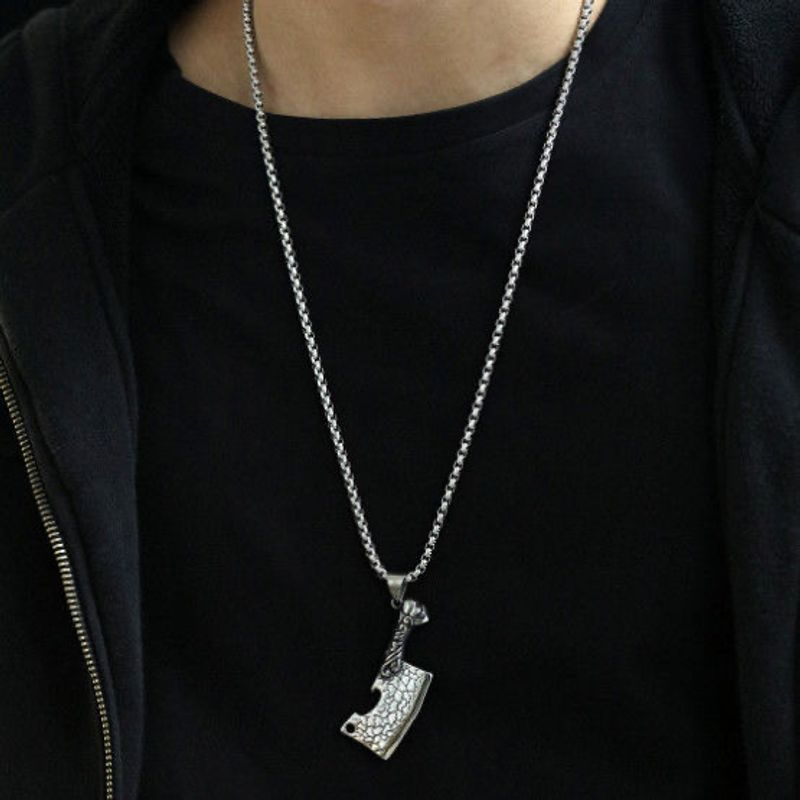 Modeschmuck Retro Punk Hip-Hop kreative Küchenmesserform kann Bierflaschenverschluss Halskette Anhänger öffnen_voghion.com