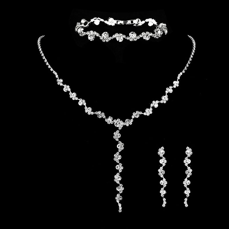 Women’s Jewelry Set Fashion Jewelry Wholesale Jewelry Set Women's Fashion Wedding Tassel Silver Necklace Set_voghion.com