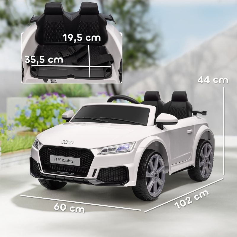 Kinder-Elektroauto, Audi TT RS Roadster, 3 Km/h, Fernbedienung, LED, USB, Bianco_voghion.com