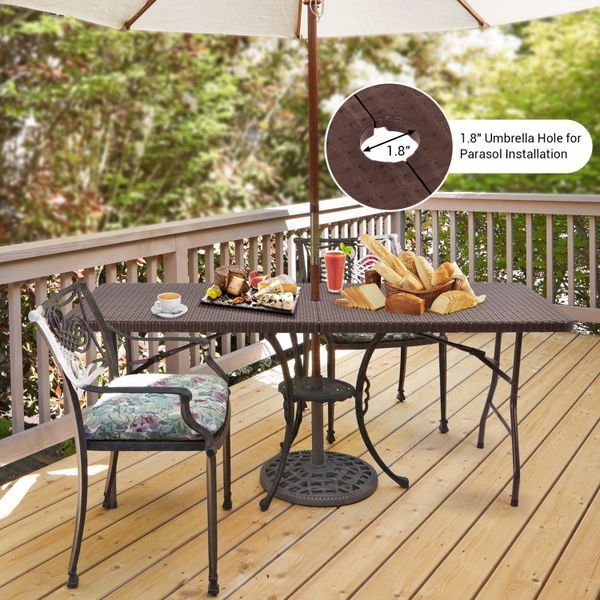 6 Feet Folding Portable Rattan Table With Carrying Handle_voghion.com