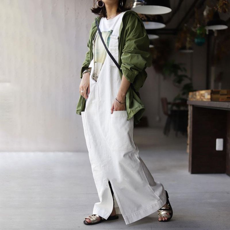 In Stock Japanese 2024 Spring Autumn Lazy Style High Waist Super Loose Wide Leg Jumpsuit Strap Dress_voghion.com