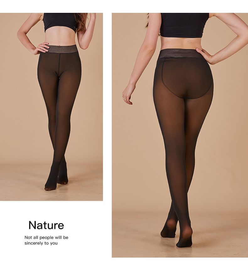 Collants thermiques transparents pour femmes - Leggings taille haute doublés polaire, collants opaques extensibles avec effet 3D, grande taille pour l'hiver_voghion.com