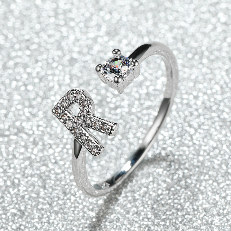 Heiße Mode Silber A-Z Alphabet Ringe Initial Ringe Hochzeit Liebe Ringe Brautjungfer Geschenke Paar Ringe_voghion.com