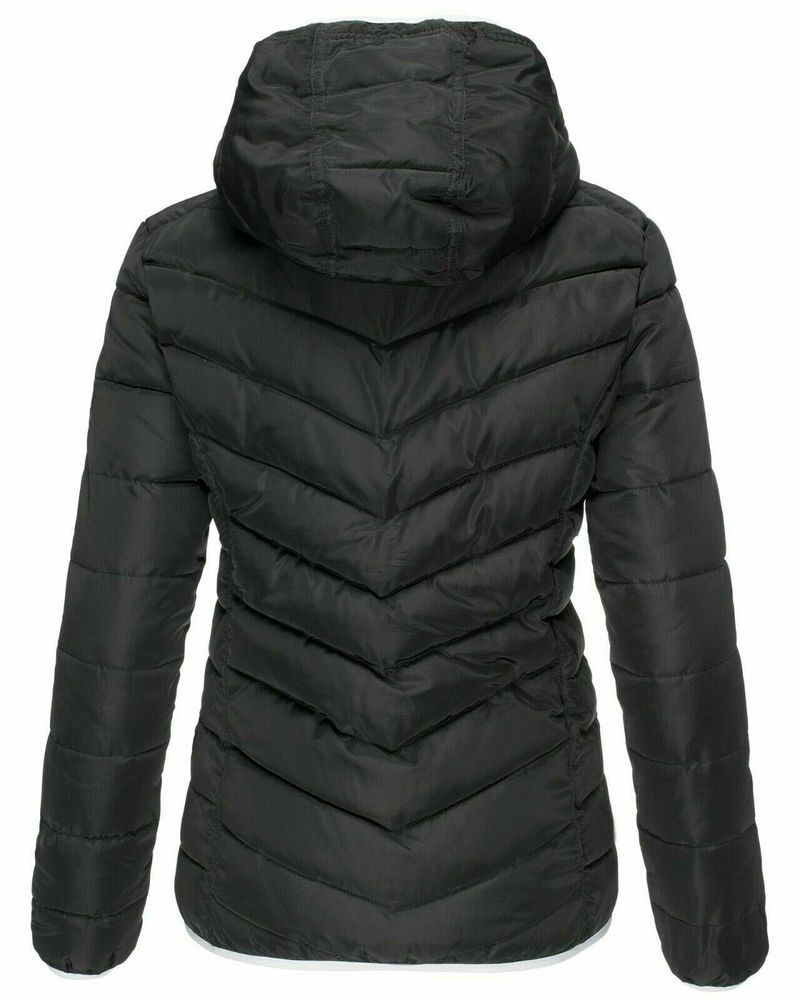 Giacca da donna autunno e inverno, calda giacca casual coreana con cappuccio in tinta unita, corta e slim fit in cotone per donna_voghion.com