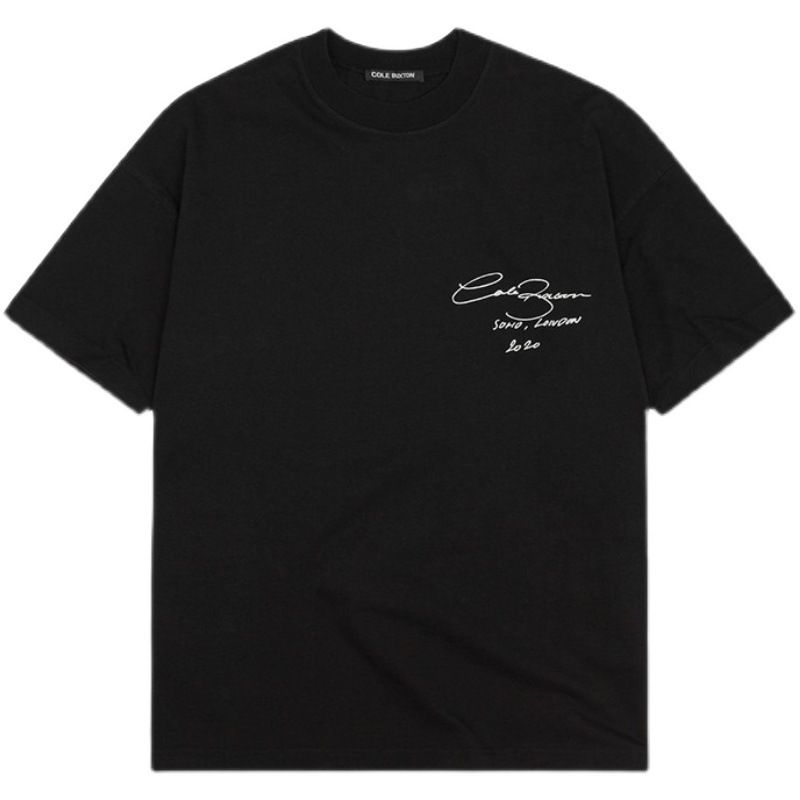 High Street Cole Buxton slogan minimaliste lettre année numéro imprimé col rond décontracté manches courtes T-shirt tendance_voghion.com