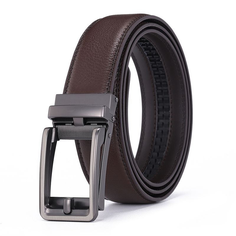 Men's Korean Style Leather Belt - Automatic Buckle For Business & Casual Wear_voghion.com