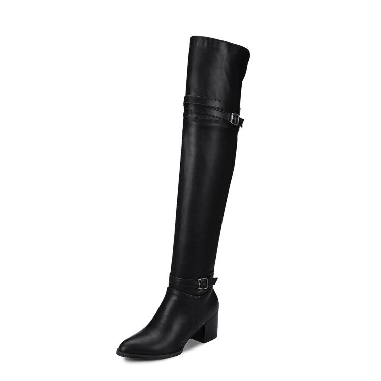 Belt Buckle Over-the-Knee Long Plus Women's Boots 40-48 Size High Heel 854_voghion.com