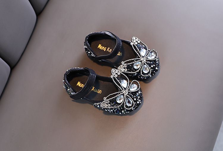 Mädchen Prinzessin Square Mund Strass Bogen Einzelnen Schuh Schuhe Zeigen Tanz Schuh Mädchen_voghion.com
