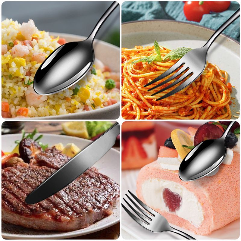 Ménagère en acier inoxydable 1010 de qualité supérieure - Ensemble de 20 couverts dorés, couteaux, fourchettes et cuillères pour steak et gastronomie_voghion.com