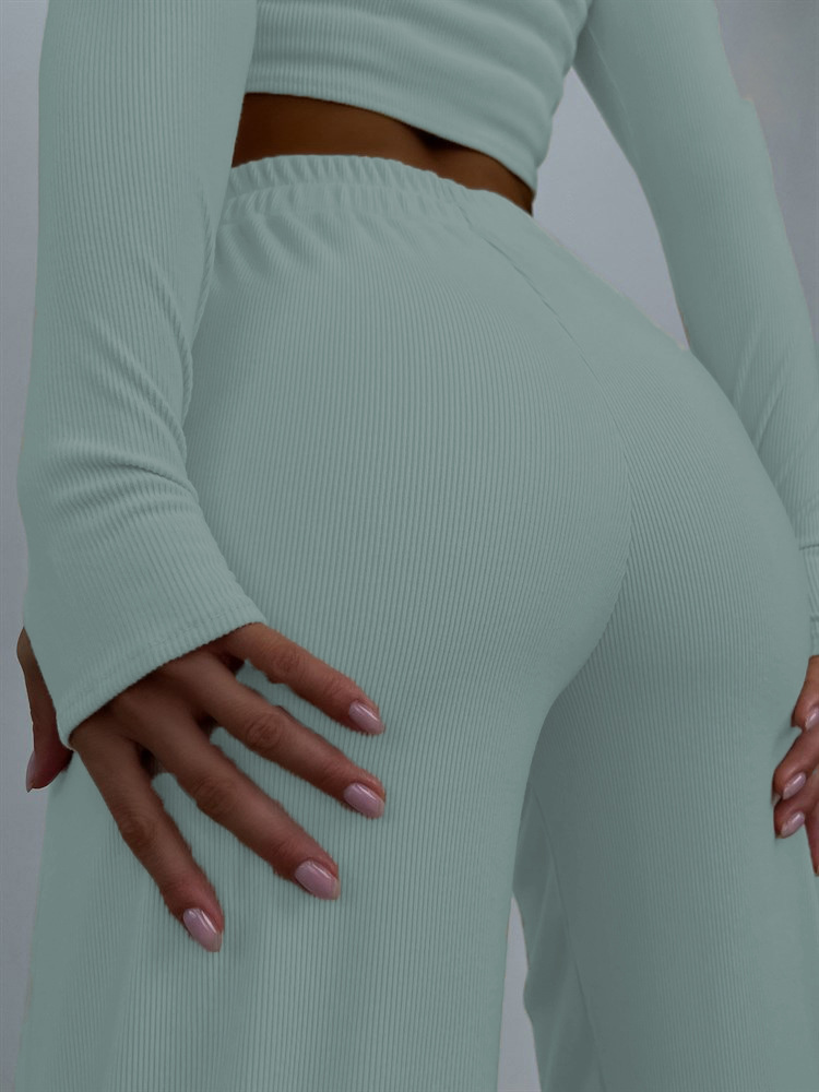 Damenbekleidung Neue langärmelige Mode-Freizeitanzug-Pit-Strickhose_voghion.com