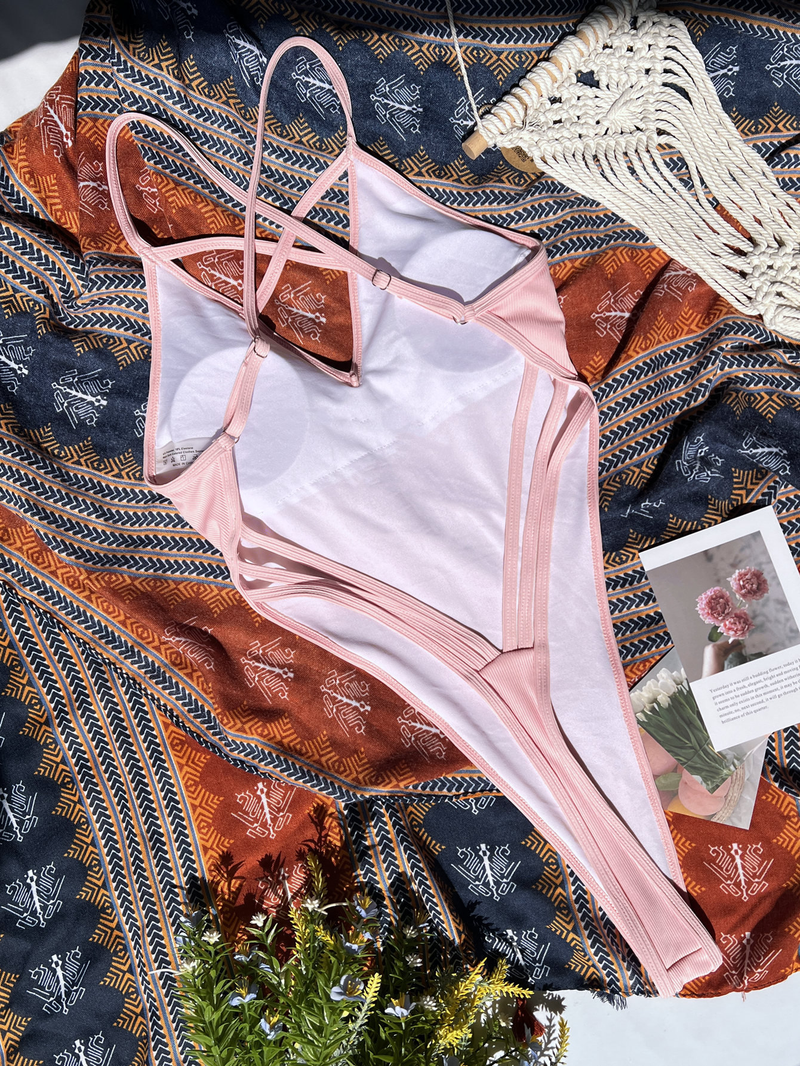 one-piece Swimsuit Solid Color Bikini Swimsuit Women's Swimsuit Thong Bikini_voghion.com