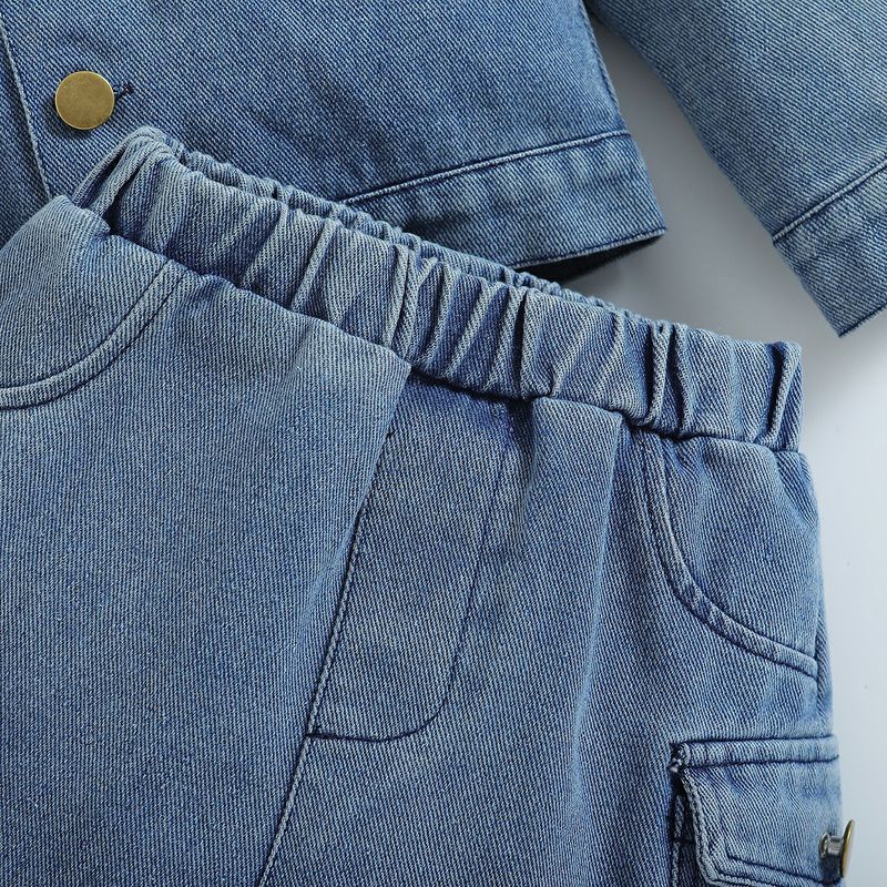 Children's Clothing New Girls' Denim Suits Fashionable Long Sleeved Jackets And Flared Pants_voghion.com