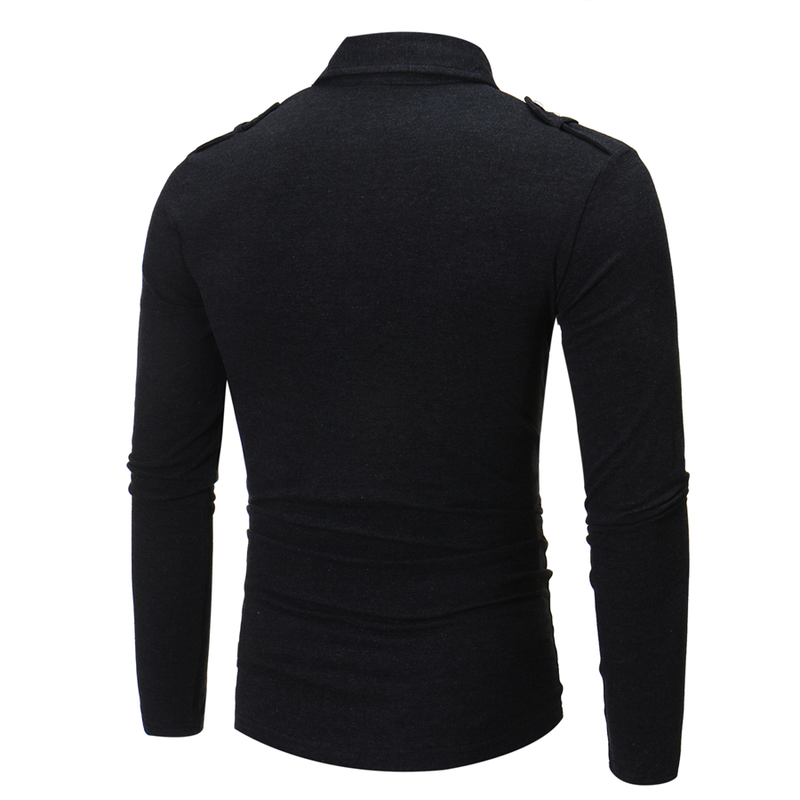 Höstklänning med epaulettdesign T-shirt Smal långärmad pikétröja_voghion.com