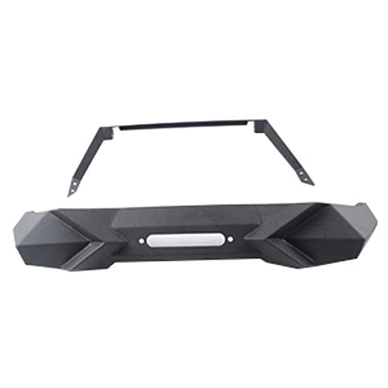 X Style Front Bumper With Winch Plate Compatible With Wrangler JK (2007-2018) & JL (2018+)- Heavy Duty Black Textured Manganese Steel Construction, Perfect For On And Off-Road Used_voghion.com