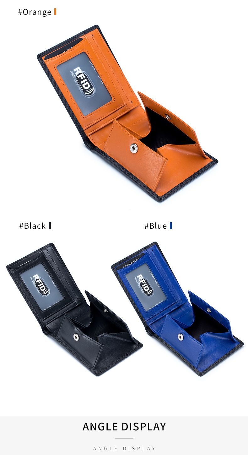 Men's Wallet Card Cases Genuine Leather Popular Men's Wallet New Style Carbon Fiber Wallet Rfid Ultra Thin Multifunctional Wallet_voghion.com
