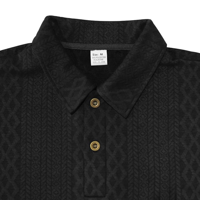 American Oversize Jacquard Strick-T-Shirt mit Umlegekragen für Herren, Sommer, lockere Passform, vielseitiges Oberteil_voghion.com
