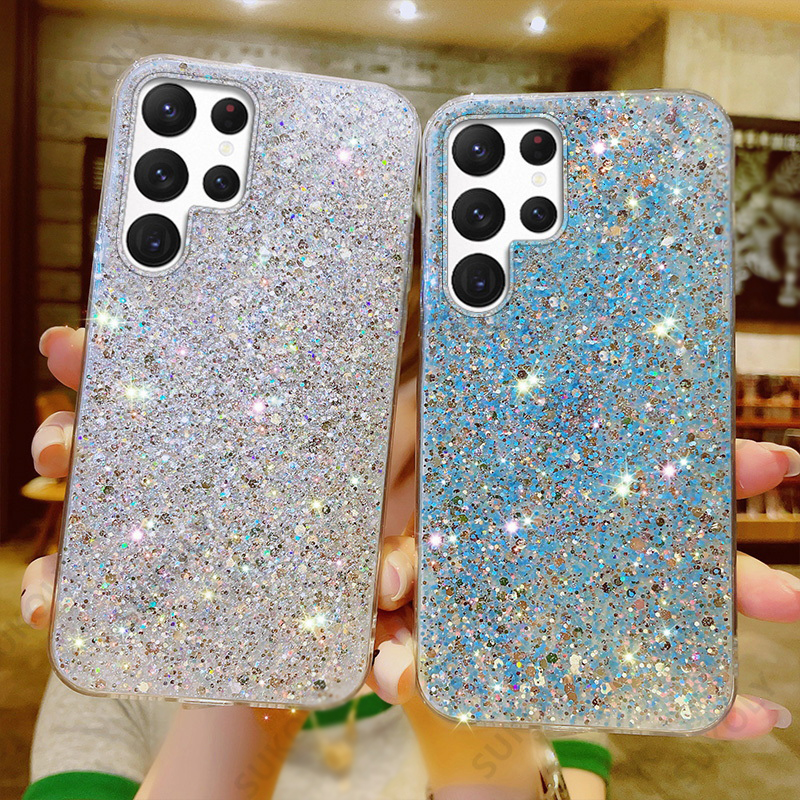 Bling Glitzer Pailletten Soft Epoxy Handyhülle für Samsung S22 Ultra S21 S20 FE A52s A52 A72 A32 5G A71 A51 A21S Note 20 Co_voghion.com