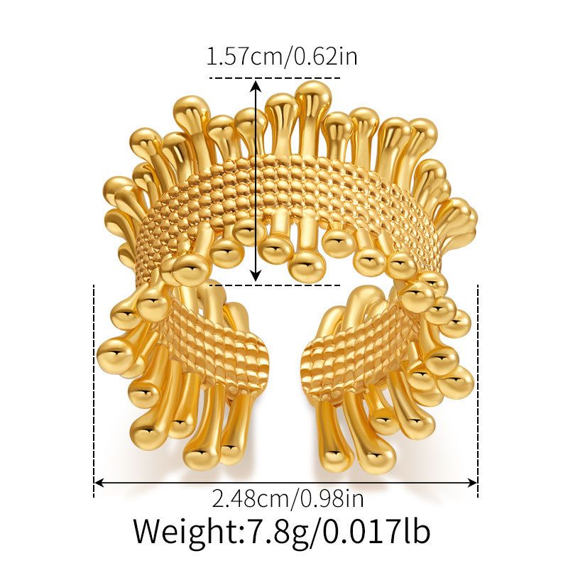 Stacked exaggerated personality bracelet open ring shell design bow irregular wide version retro ring_voghion.com