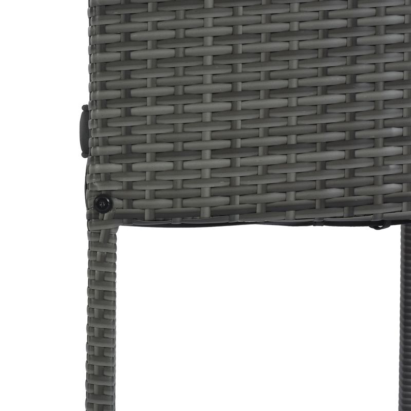 5-pieces Outdoor Patio Wicker Bar Set, Bar Height Chairs With Non-Slip Feet And Fixed Rope, Removable Cushion, Acacia Wood Table Top_voghion.com