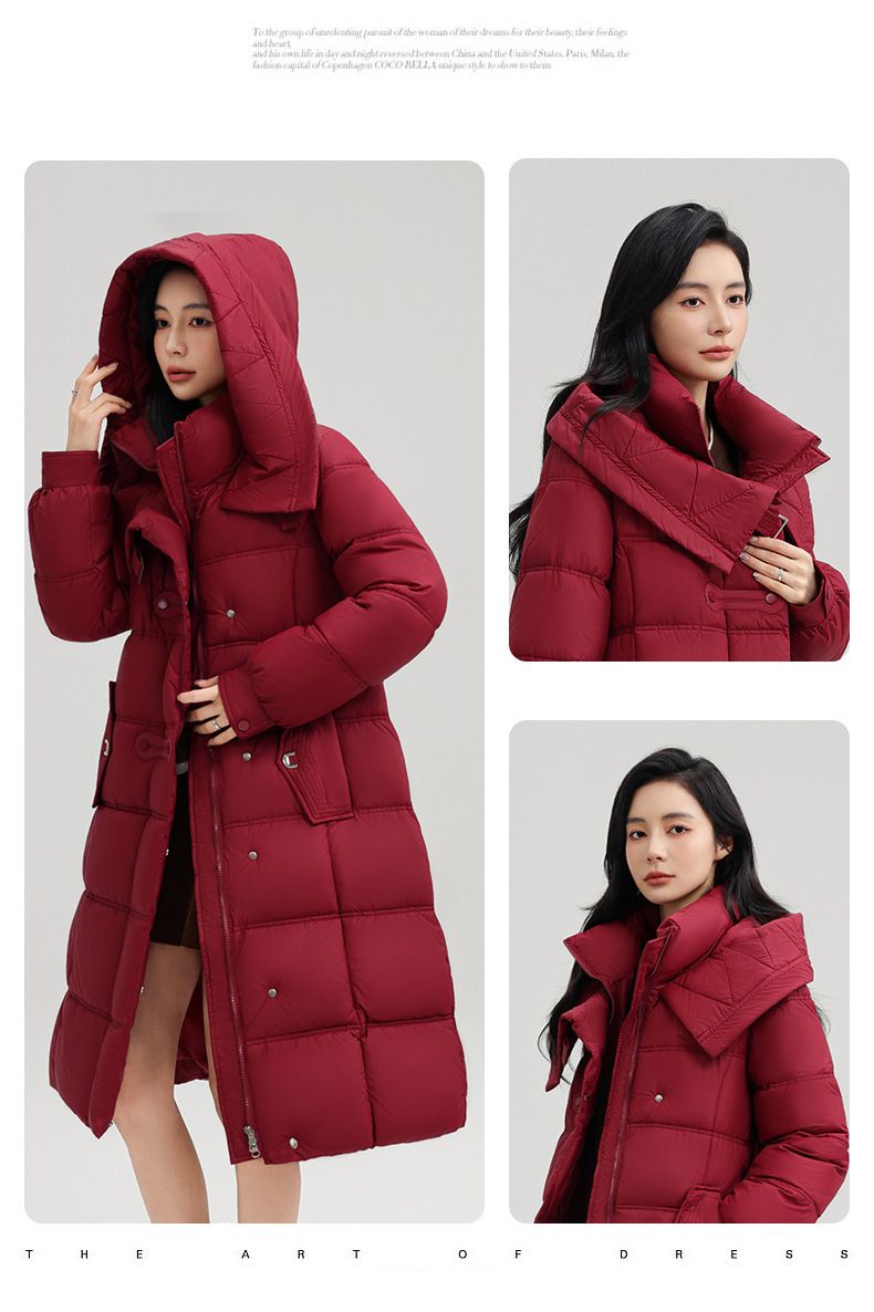 Langer Puffermantel mit Kapuze für Damen in Übergröße – Slim Fit Winterjacke mit Gürtel (M-XXXL) | Stylisch & Warm_voghion.com