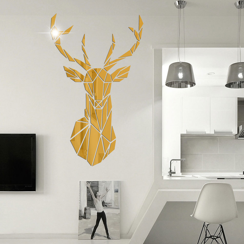 JM349 cabeza de ciervo Sika pegatina de pared acrílica tridimensional estilo nórdico decoración de guardería para habitación de niños_voghion.com