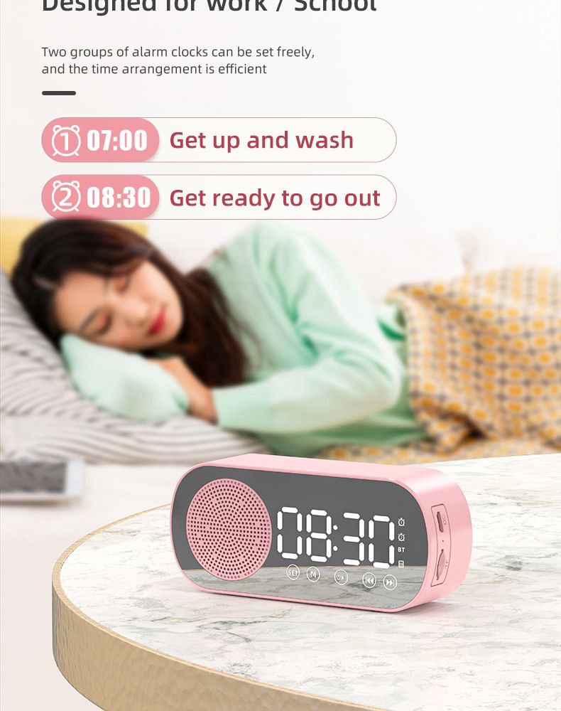 Nieuwe klok draadloze Bluetooth-kaartluidspreker thuiswekker draagbare mini-audioradio voor buiten_voghion.com