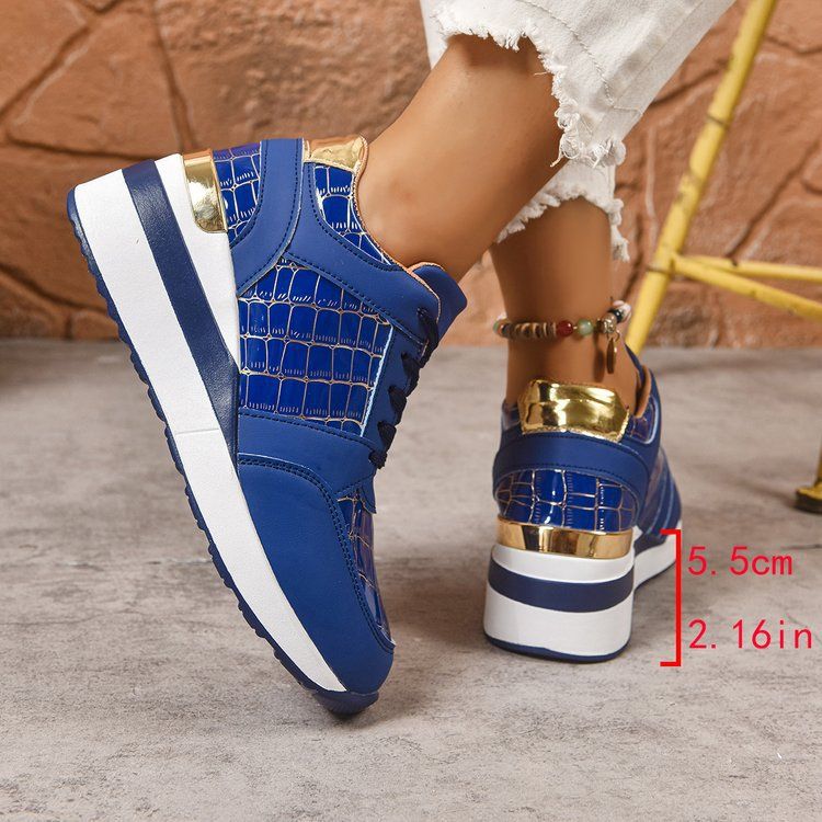 New Spring Autumn Winter Women's Sports Casual Shoes Color Block Plaid Large Size 43 Sneakers_voghion.com