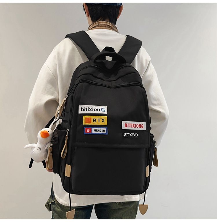 Nou ghiozdan școlar pentru bărbați Ins Trendy Cool College Student Cuplu Rucsac Retro Contrast Color Middle School Student Mare Capacitate Rucsac_voghion.com