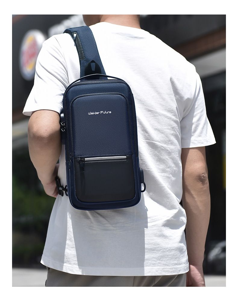 Fashionable Backpack Messenger Bag For Men Men's Shoulder Bag Large Capacity USB Oxford Waterproof Sports Chest Bag_voghion.com