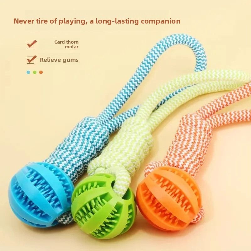 Dog Toy Tug-of-war Leaking Food Ball Interactive Gnashing Dog Biting Rope_voghion.com