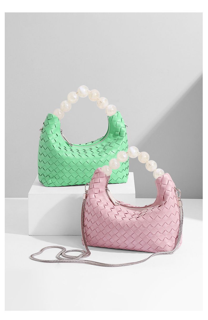 Neue Art gewebte Temperament frische Perlen Handtasche Nischenmode Trend Schultertasche fortschrittliche vielseitige Umhängetasche für Damen_voghion.com