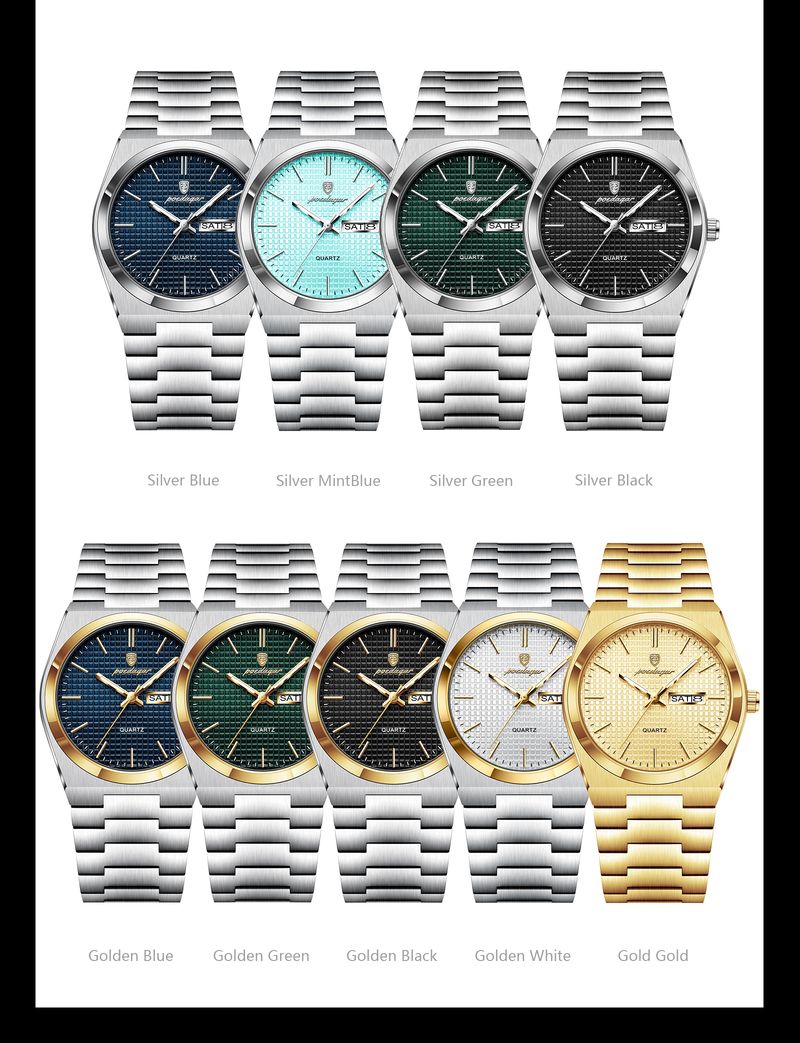 POEDAGAR Top Business Man Watch Luminous Waterproof Stainless Steel Men Wristwatch Date Week Quartz Fashion Casual Men's Watches_voghion.com
