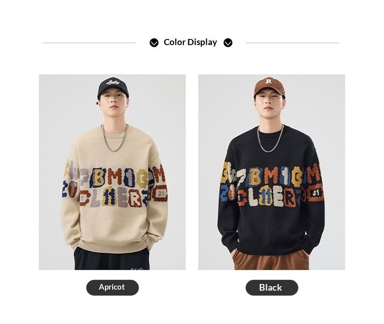 Hue Hue 2024 New Heavyweight Crew Neck Sweater For Men, Autumn And Winter Trendy Youth Lazy Style Loose Base Knitwear_voghion.com