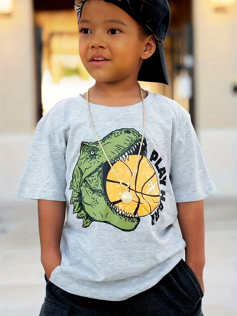 Mother&Kids Boy's T-shirt Summer children handsome trend letter-printed short-sleeved T-shirt sportswear_voghion.com