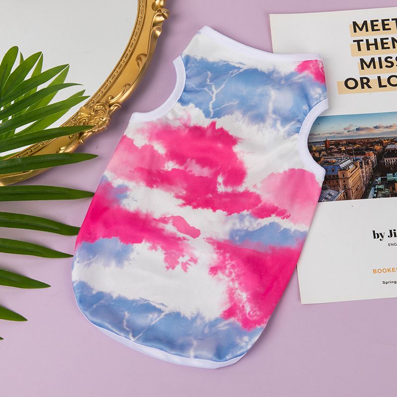 New Pet Clothes Tie-Dye Summer Vest Jumpsuit Quick-Dry Breathable Large Medium Small Dog Clothing_voghion.com