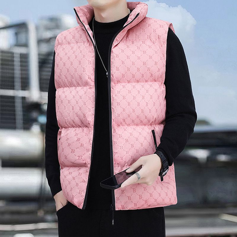New B-Line Cotton Men's Puffer Jacket Sleeveless Vest Thickened Warm Stand Collar Top Factory_voghion.com