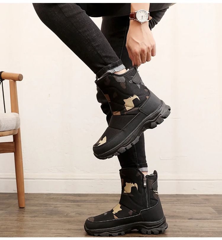 Nouvelle chaussure d'hiver chaude et épaisse avec doublure polaire, botte de neige Northeat, chaussure de voyage imperméable et résistante au froid, en coton pour homme_voghion.com