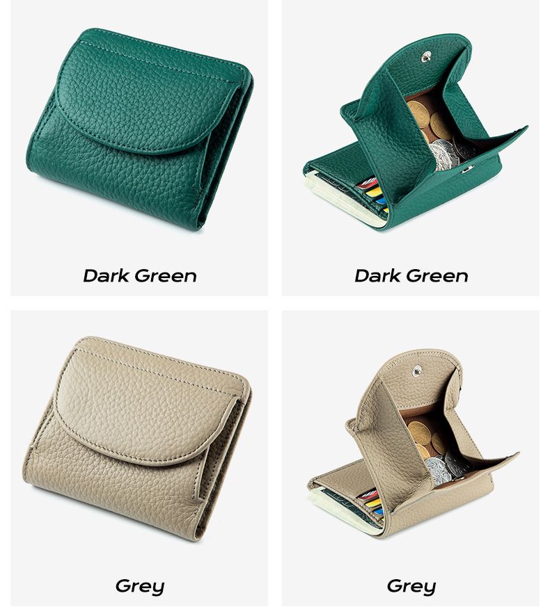 Mini portefeuille de style japonais avec petit portefeuille pliable RFID, grande capacité en cuir véritable, simple et ultra-mince pour femme_voghion.com
