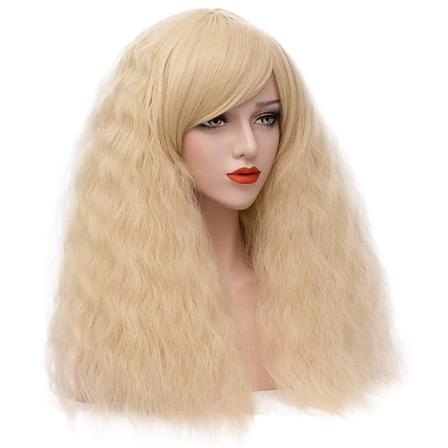 Synthetic Wig women's wool curled corn perm medium long shoulder length short curly bangs synthetic fiber hair_voghion.com