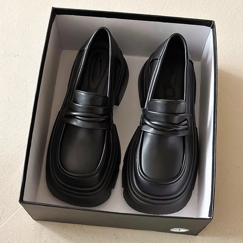 2025 Autumn New British Style Small Leather With Heels And Thick Soles, Casual One Step Single Shoes, Lefu Shoes For_voghion.com