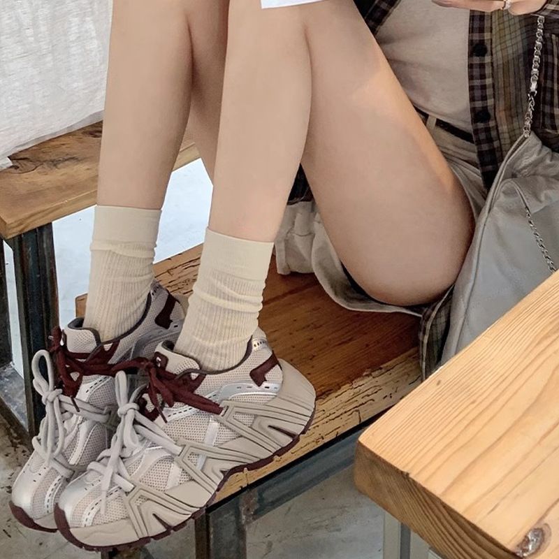 Women's Same Style Height Increase 6cm Retro Mandarin Duck Strap Thick Bottom Lace Up Casual Sports Shoes Dad Shoes For Women_voghion.com