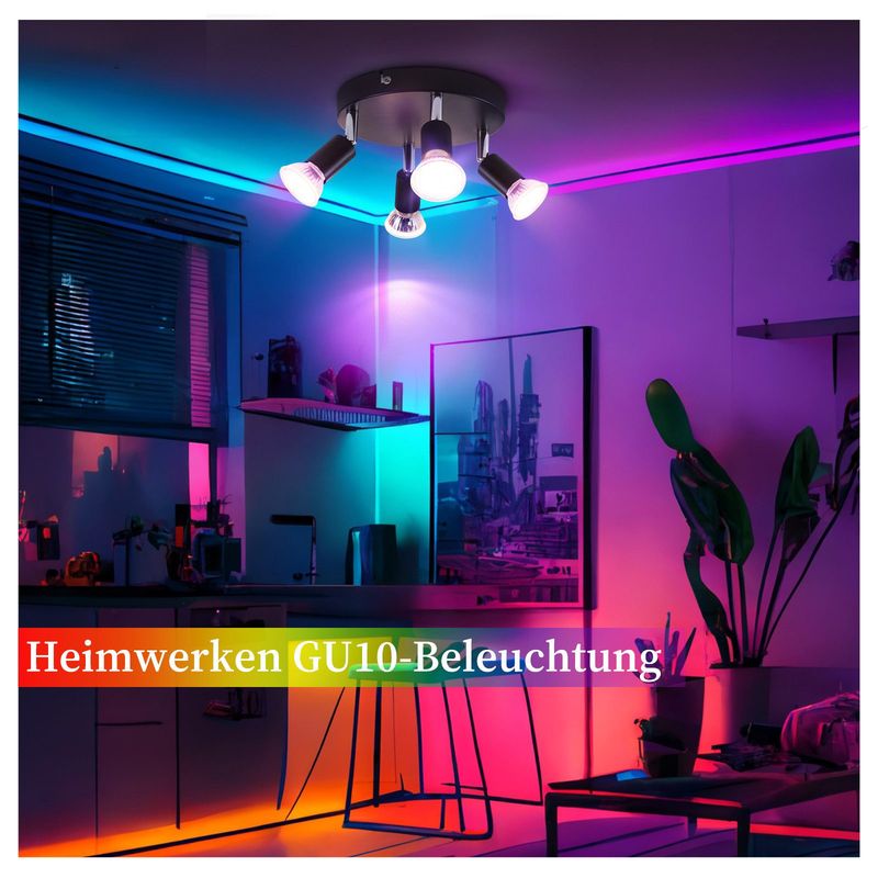 Glitzerlife LED Deckenstrahler Weiß Deckenspots - 4 Flammig Schwenkbar GU10 Metall Deckenlampe Moderne Wohnzimmerlampe Für Schlafzimmer Küche Gang Esszimmer_voghion.com
