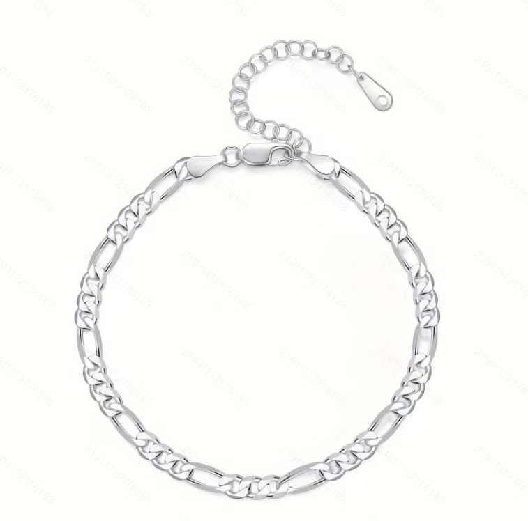 Cavigliera Figaro in argento puro, bracciale Hip Hop con catena per madre e figlio, personalità unisex_voghion.com