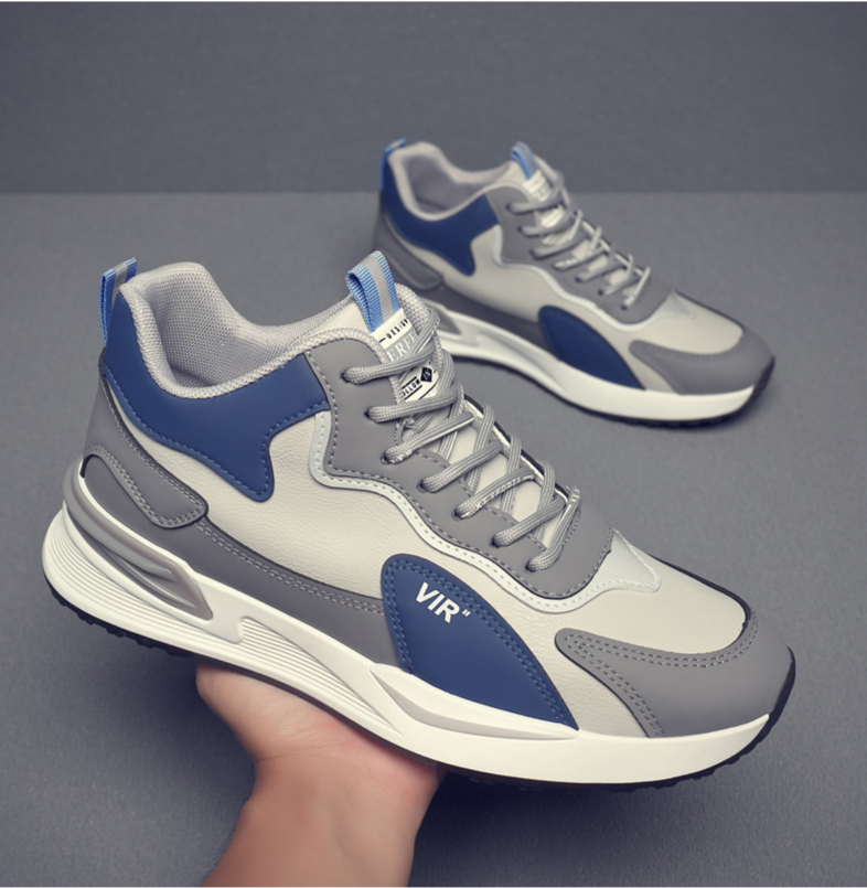 Flash shipping men's spring new high leather surface, fashionable and casual mid top sports shoes, versatile running_voghion.com