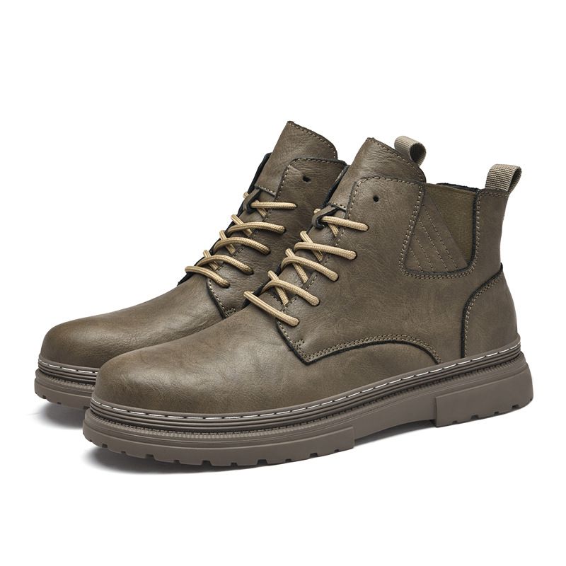 Große, dicksohlige Martin-Stiefel für Herren, lässige, handgekratzte Retro-Schneestiefel aus Samt._voghion.com