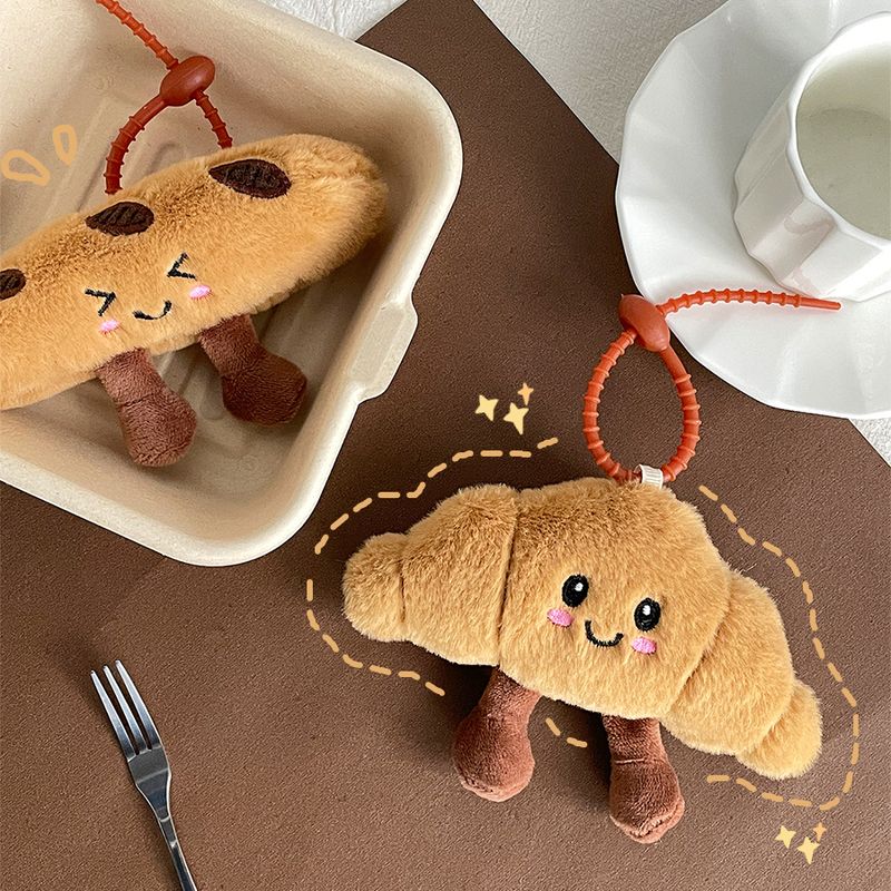 Cute French Baguette Plush Bread Stick Doll Croissant Doll Keychain Pendant School Bag Ornament_voghion.com