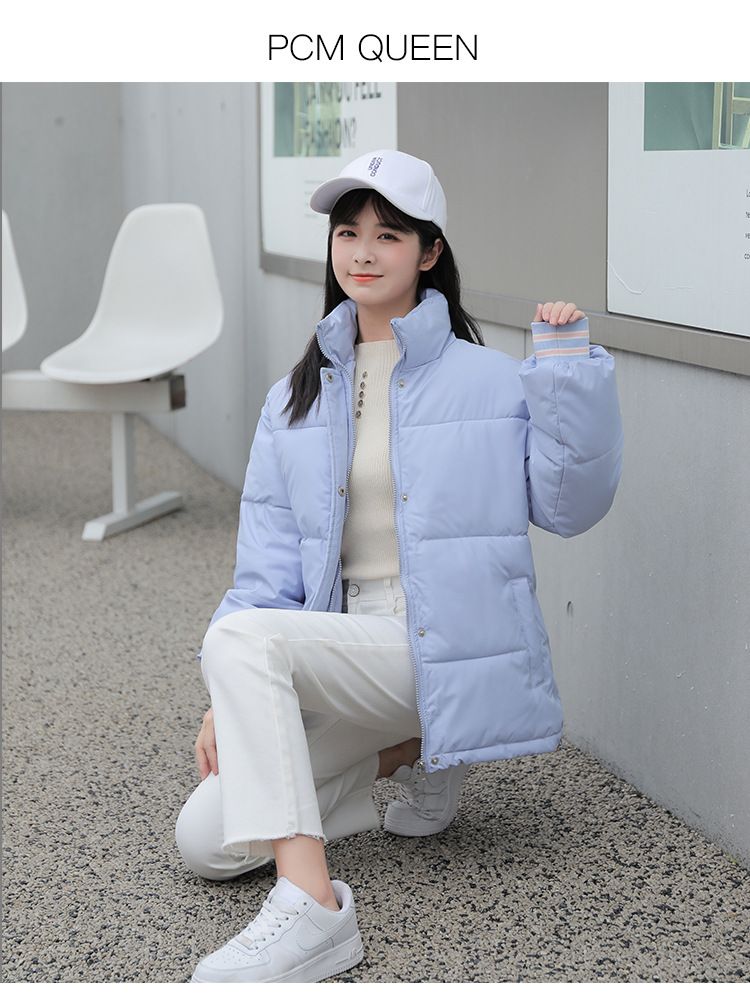 Giacca corta imbottita in cotone da studentessa alla moda femminile_voghion.com