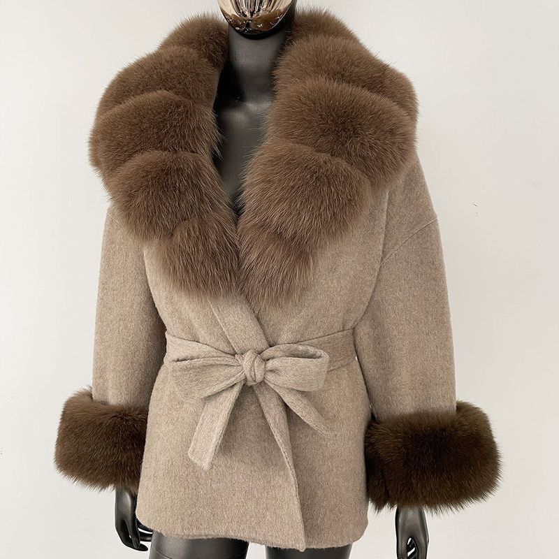 Luxuriöser doppelseitiger Wollmantel mit Fuchspelzkragen – Übergroßer Damen-Wintermantel, eleganter mittellanger Trenchcoat für Freizeit und Büro_voghion.com