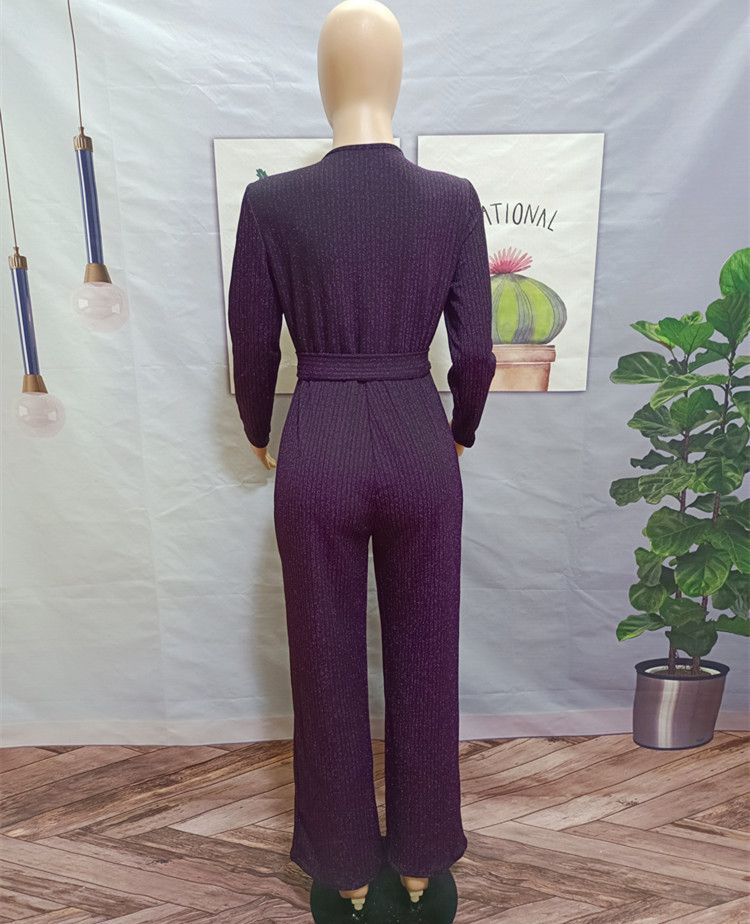 Roupas femininas macacão de seda dourada e prateada com pernas largas e decote em V profundo e reto brilhante_voghion.com